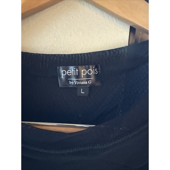 petit pois by viviana g Black Mesh Top Large - Picture 2 of 3